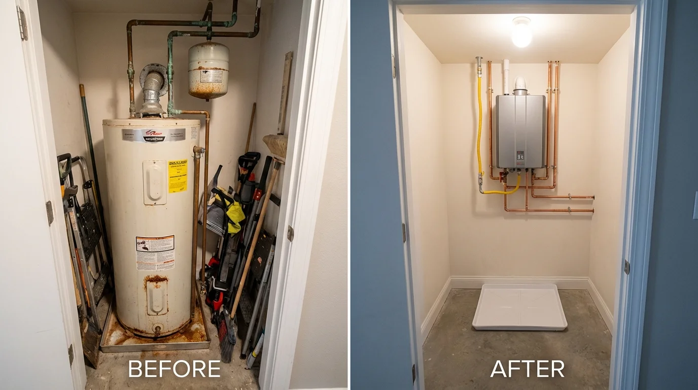 Tank water heater versus wall-mounted tankless unit comparison for Bradley Beach, NJ homeowners