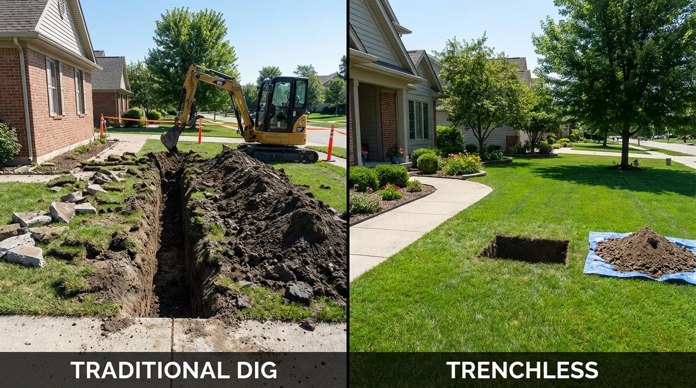 Trenchless sewer repair with minimal yard damage versus traditional excavation in Bradley Beach, NJ